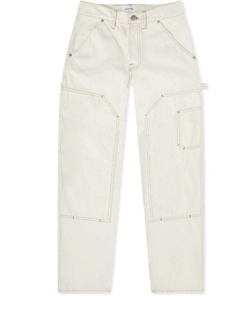 FRAME Le Slouch Cream White Utility 100% Cotton Carpenter Jeans Size 26